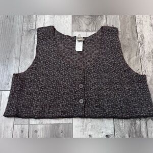 Vintage Lilith France Wool Blend Knit Brown Lagenlook Button Front Crop Vest